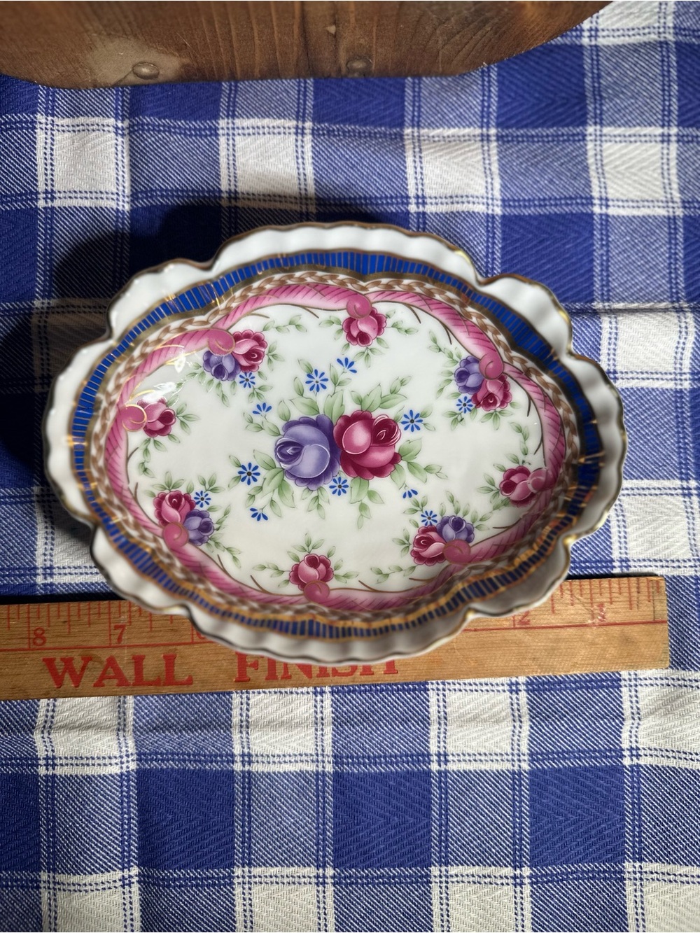 Lefton White Porcelain Plate with Gold-Trimmed Red Label
